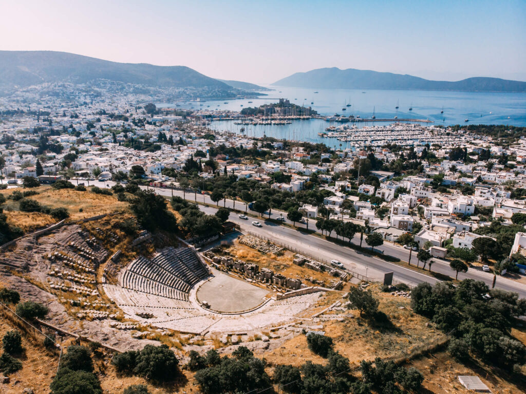 The well-preserved Bodrum Amphitheatre sits hillside with panoramic views of the peninsula.
