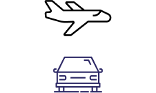 one airplane icon + car icon